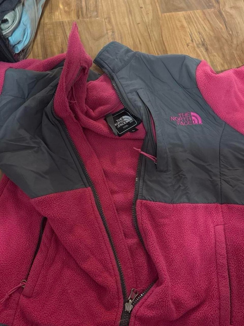 The North Face Women's Pink and Gray Teddy Fleece Jacket